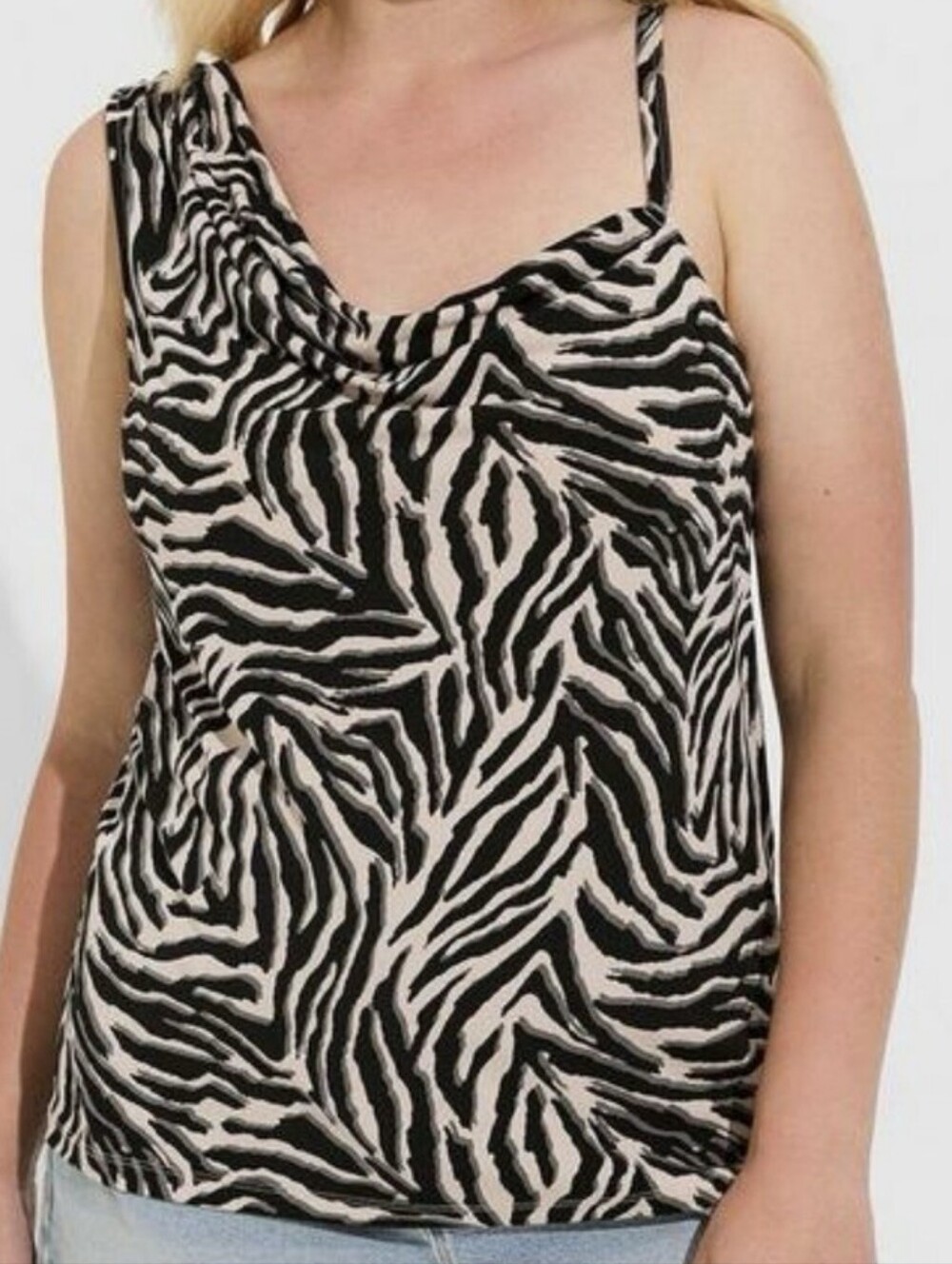 torrid Zebra Print Cowl Tank - Black & Taupe